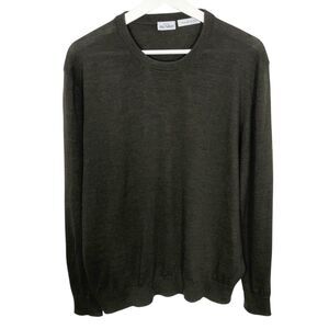 ATELIER MUNRO ITALY 58 Wool Sweater Extra-Fine Merino Dark Olive Heather $250
